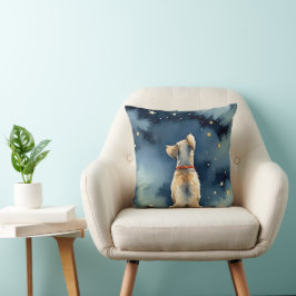 Cojín Decorativo Perro acuarela Mirando Las Estrellas