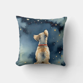 Cojín Decorativo Perro acuarela Mirando Las Estrellas
