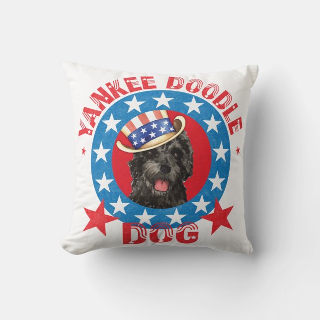 Cojín Decorativo Perro acuático portugués patriótico (Anverso)