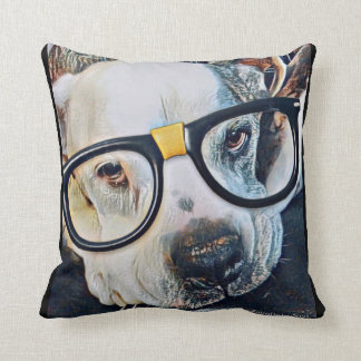 Cojín Decorativo Perro Adorable con Glasses & Paw print Pillow  