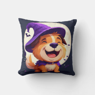 Cojín Decorativo Perro adorable con sombrero de bruja