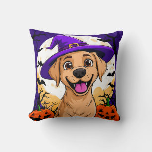 Cojín Decorativo Perro Adorable con Sombrero de Bruja