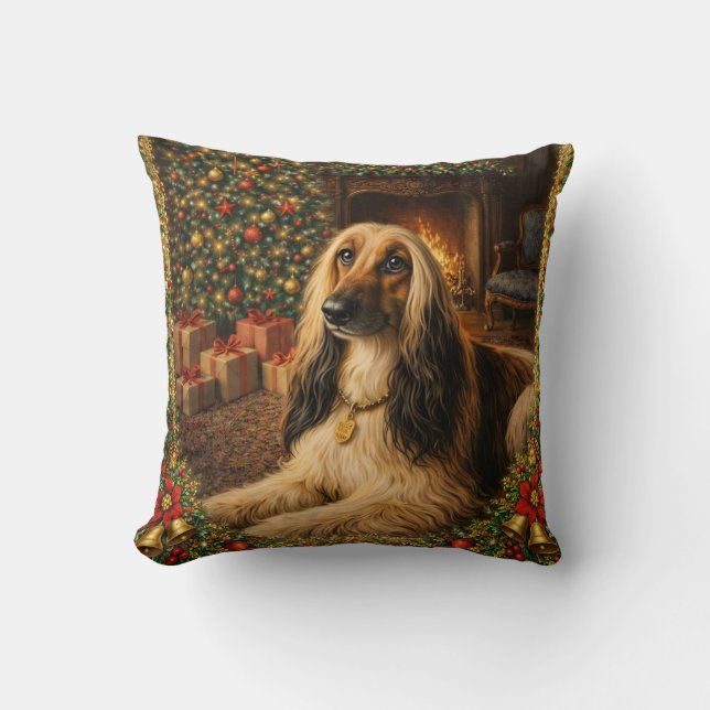 Cojín Decorativo Perro afgano de vacaciones  (Anverso)
