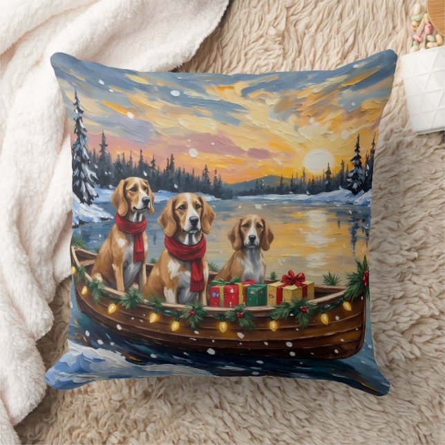 Cojín Decorativo Perro afgano Navidad Barco Fiesta (Manta)