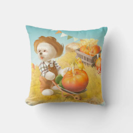 Cojín Decorativo Perro agricultor con calabaza