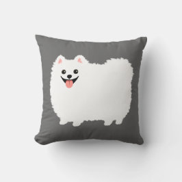Cojín Decorativo Perro alegre dulce de pomerania blanca