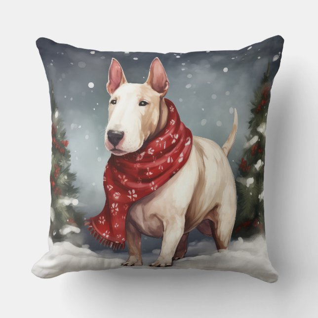 Cojín Decorativo Perro asqueroso en Navidades de nieve (Anverso)