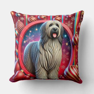 Cojín Decorativo Perro Barbudo Decorado en un Festivo Navidad