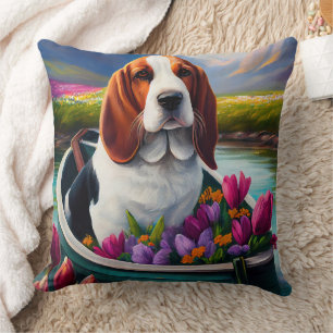 Cojín Decorativo Perro Basset Hound en una paleta: Una aventura esc