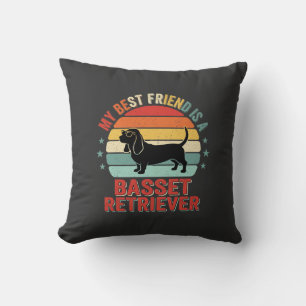 Cojín Decorativo Perro Basset Retriever Atardecer Retro