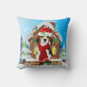 Cojín Decorativo Perro Beagle con regalos de Navidades