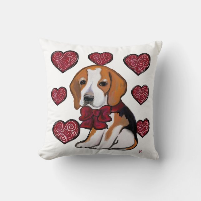 Cojín Decorativo Perro Beagle San Valentín (Anverso)
