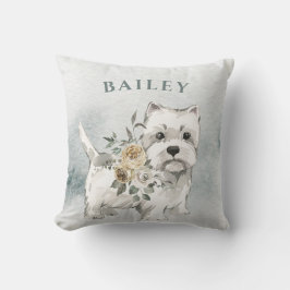 Cojín Decorativo Perro blanco con flores | Westie