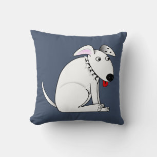 Cojín Decorativo Perro blanco de dibujos animados lindo, collar, me