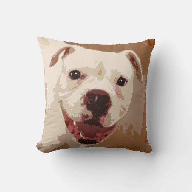 Cojín Decorativo perro blanco del boxeador (Anverso)