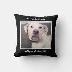 Cojín Decorativo Perro Blanco Divertido Lindo Gruñón Cumpleaños 40 