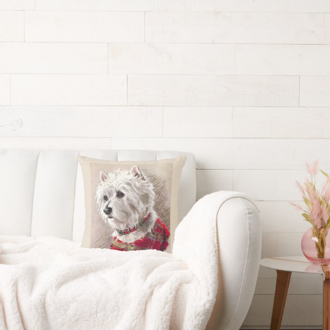 Cojín Decorativo Perro blanco occidental escocés Highland (Sofá)