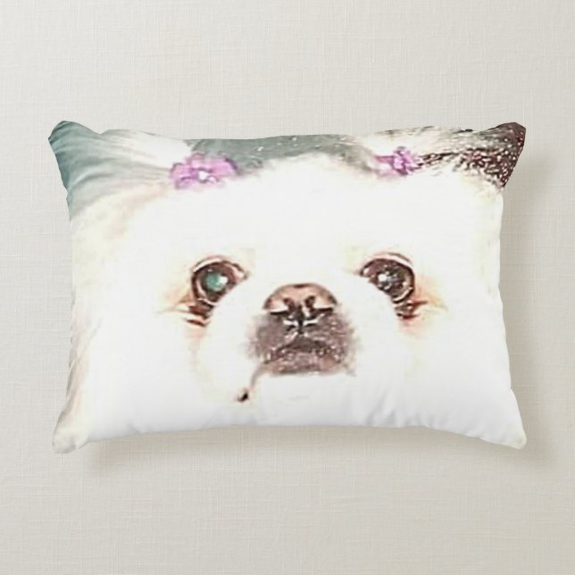 Cojín Decorativo Perro blanco picante o cambio a tu perro (Anverso)