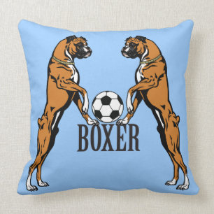 Cojín Decorativo perro boxeador con pelota de fútbol