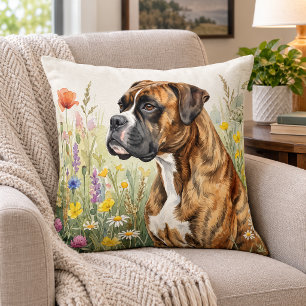 Cojín Decorativo Perro Boxer Botánico