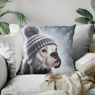 Cojín Decorativo Perro Boxer en Invierno