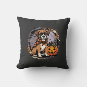 Cojín Decorativo Perro Boxer Halloween Calabaza Sublimación