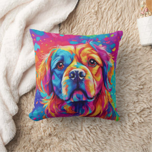 Cojín Decorativo Perro brillante: diseño de perro colorido