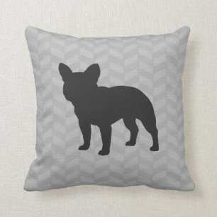 Cojín Decorativo Perro Bulldog francés Silhouette Gray Herringbone