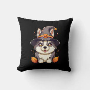 Cojín Decorativo Perro burlón en Halloween Gorra de bruja