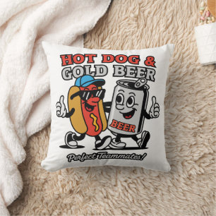 Cojín Decorativo Perro caliente y cerveza fría