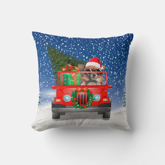 Cojín Decorativo Perro chihuahua con regalos de Navidades (Anverso)