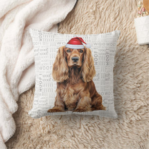 Cojín Decorativo Perro Cocker Spaniel Divertido Acuarela Navidad