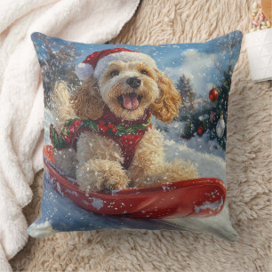 Cojín Decorativo Perro Cocker Spaniel en Trineo Deja que Nieve Navi