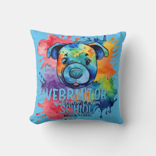 Cojín Decorativo Perro colorido con acuarela divertida
