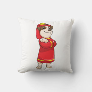 Cojín Decorativo Perro como bombero con casco