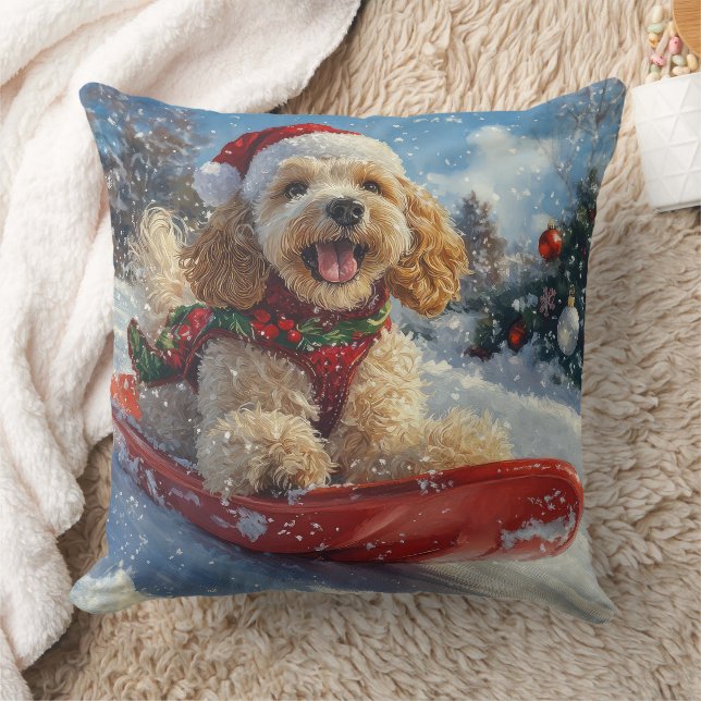 Cojín Decorativo Perro coquetero español con manchas y Navidades de (Manta)
