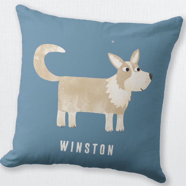 Cojín Decorativo Perro Corgi Personalizado (Personalized name Corgi dog throw pillow for animal lovers)