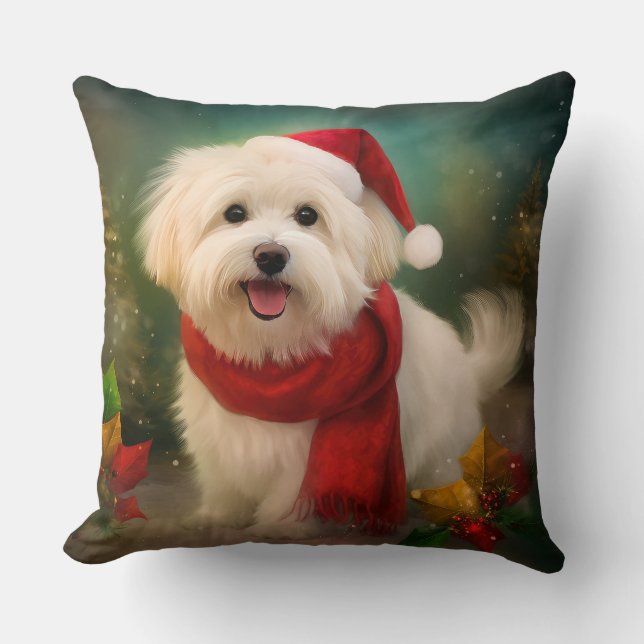 Cojín Decorativo Perro Coton De Tulear en Navidades de Nieve (Anverso)