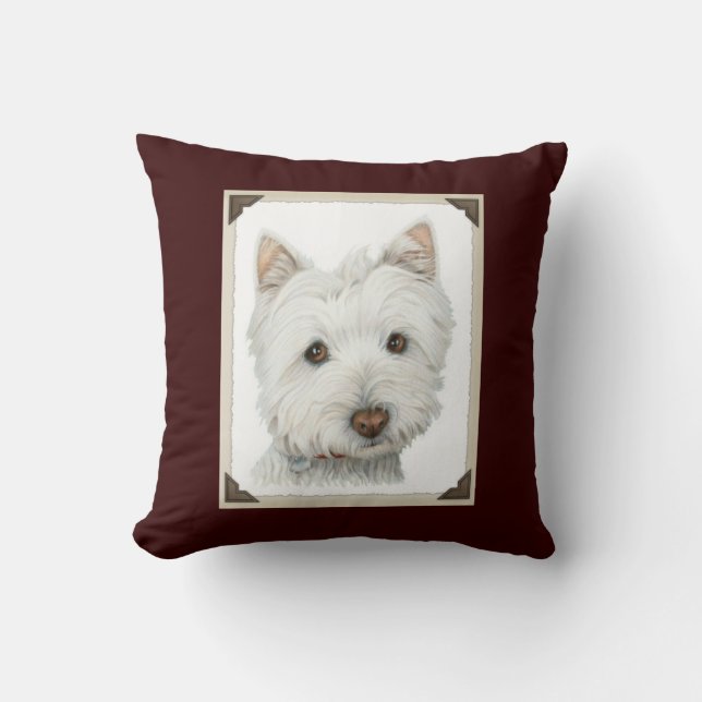 Cojín Decorativo Perro cutáneo Westie MoJo Pillow (Anverso)