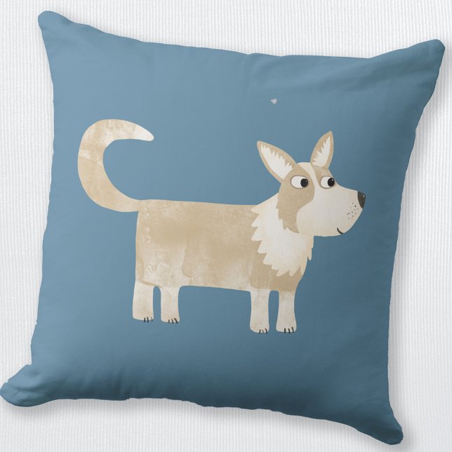 Cojín Decorativo Perro Cute Corgi (Fun Corgi dog throw pillow)
