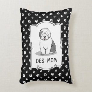 Cojín Decorativo Perro Cute OES Mamá Sheepdog Inglés Viejo (Gris 1)