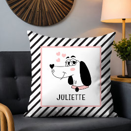 Cojín Decorativo Perro Dachshund Corazones rosados románticos perso