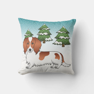 Cojín Decorativo Perro Dachshund de Pelo Largo Patas Rojas - Bosque