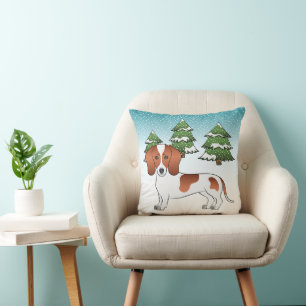 Cojín Decorativo Perro Dachshund de pelo liso de piel roja - Bosque