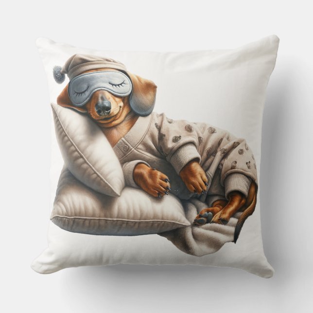 Cojín Decorativo Perro Dachshund Durmiente (Anverso)