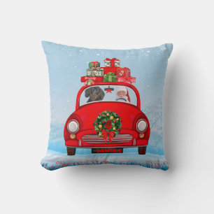 Cojín Decorativo Perro Dachshund en coche con Papá Noel