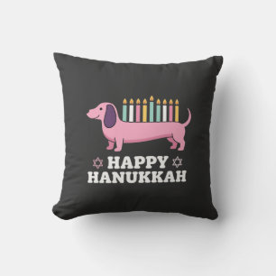 Cojín Decorativo Perro Dachshund feliz Hanukkah