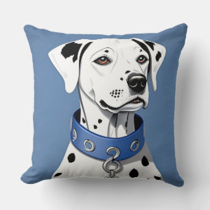 Cojín Decorativo Perro Dálmata con Collar Azul