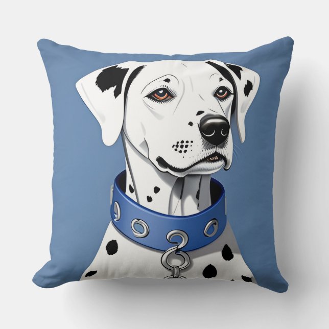 Cojín Decorativo Perro dálmata con collar azul (Anverso)