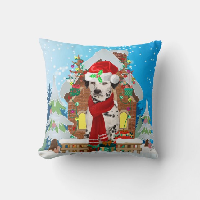 Cojín Decorativo Perro dálmata con regalos de Navidades (Anverso)
